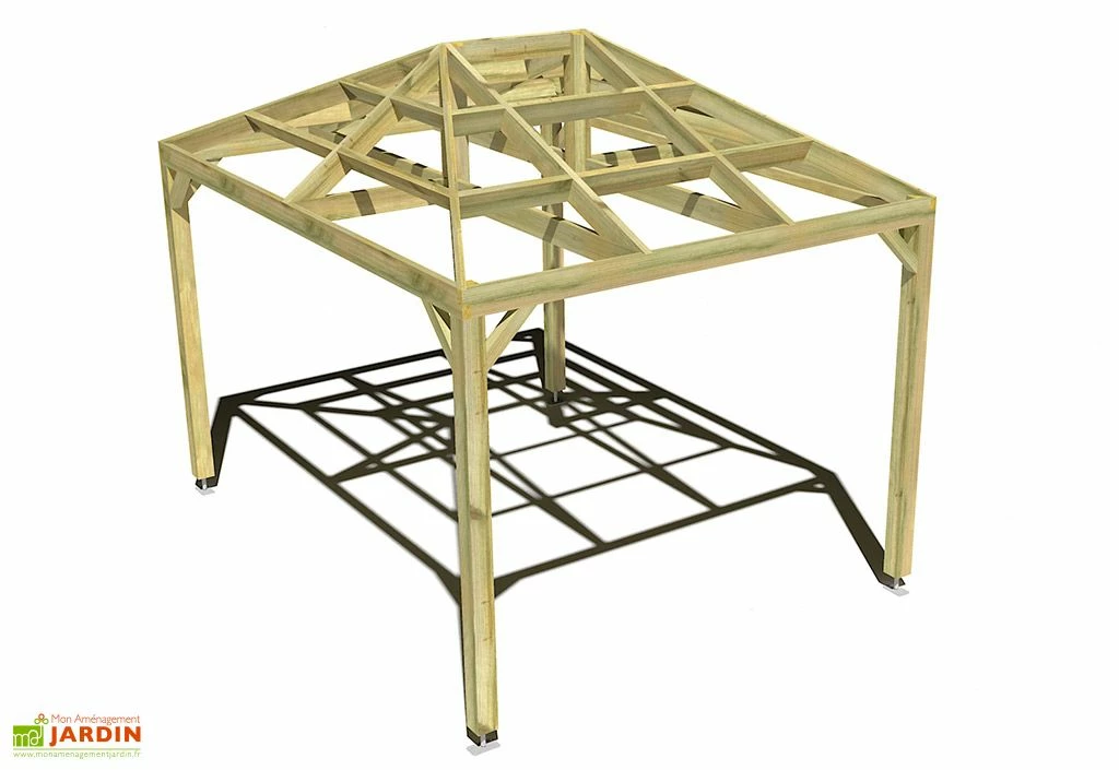Pergola En Bois Autoportée Traité Autoclave Toit Quatre Pentes - 3 M 4 Pergola En Bois Autoportée Traité Autoclave Toit Quatre Pentes - 3 M – Image 2