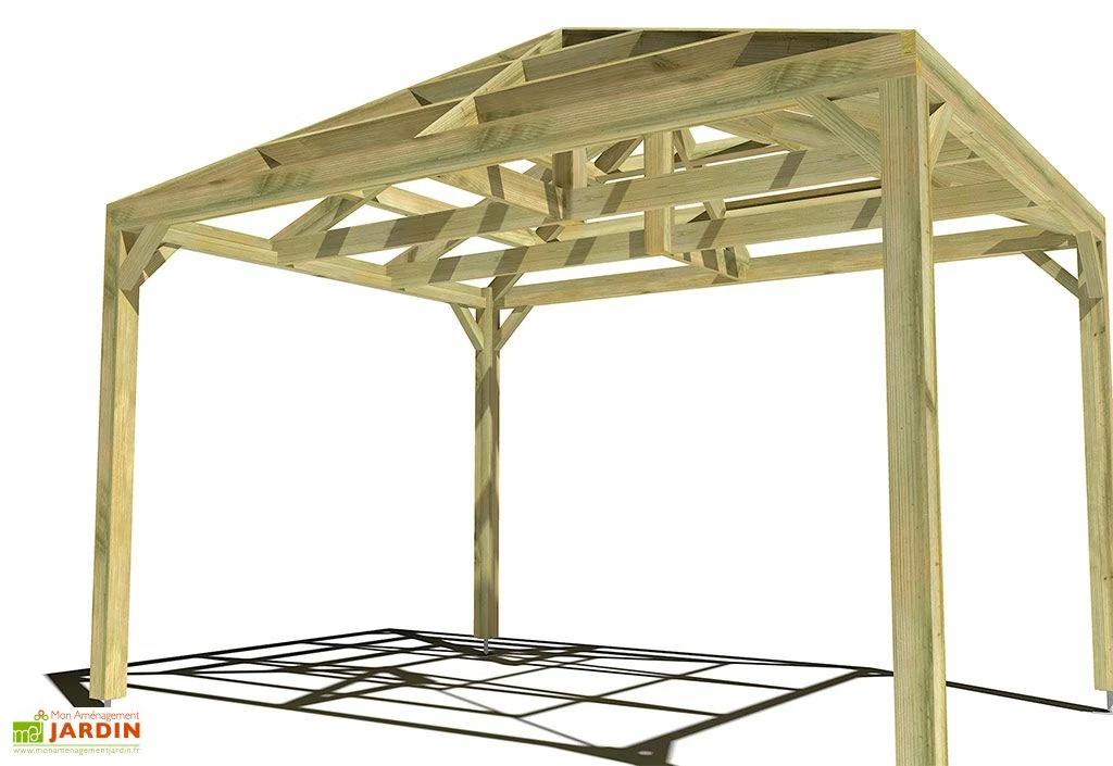 Pergola En Bois Autoportée Traité Autoclave Toit Quatre Pentes - 3 M 5 Pergola En Bois Autoportée Traité Autoclave Toit Quatre Pentes - 3 M – Image 3