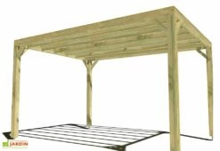 Pergola En Bois Traité Autoclave Autoportée Toit Plat - 3 M -MON AMENAGEMENT JARDIN Soldes 3x4 cubique pergola bois