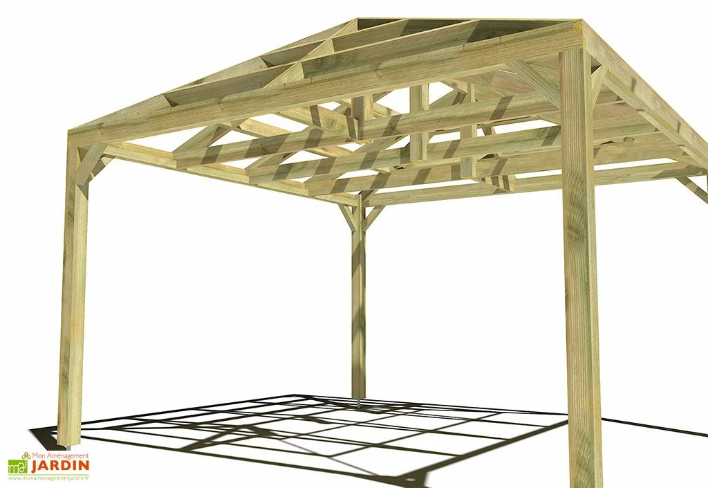 Pergola En Bois Autoportée Traité Autoclave Toit Quatre Pentes - 4 M 6 Pergola En Bois Autoportée Traité Autoclave Toit Quatre Pentes - 4 M – Image 4