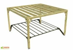 Pergola En Bois Traité Autoclave Autoportée Toit Plat - 4 M -MON AMENAGEMENT JARDIN Soldes 4x4 cubique pergola bois plongeant
