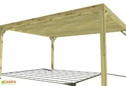 Pergola En Bois Traité Autoclave Autoportée Toit Plat - 4 M -MON AMENAGEMENT JARDIN Soldes 4x5 cubique pergola bois
