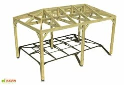 Pergola En Bois Autoportée Traité Autoclave Toit Quatre Pentes - 5 M