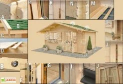 Abri De Jardin Bois Raisin (398x398x263) 44 Mm -MON AMENAGEMENT JARDIN Soldes abri bois galanis 3