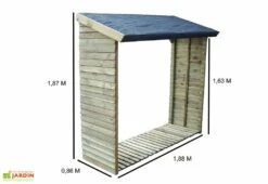Abri Bûches En Bois (86x188x187) -MON AMENAGEMENT JARDIN Soldes abri buche bois 2 steres 188cm