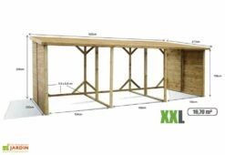 Abri Range-Bûches En Bois XXL - 16,7 M³ -MON AMENAGEMENT JARDIN Soldes abri buches xxl 520 x 217 x 206 cm jardipolys