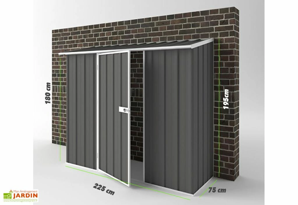 Abri De Jardin En Métal à Adosser 0,35 Mm Compact 0,75 X 2,25 M 4 Abri De Jardin En Métal à Adosser 0,35 Mm Compact 0,75 X 2,25 M – Image 2