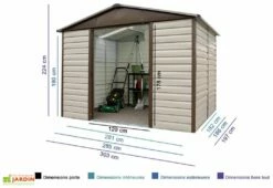 Abri De Jardin Acier Galvanisé Taupe Marron 197 X 303 Cm 5,97 M² -MON AMENAGEMENT JARDIN Soldes abri jardin acier galvanise marron beige 106tbsl