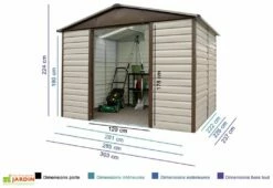 Abri De Jardin Acier Galvanisé Taupe Marron 237 X 303 Cm 7,18 M² -MON AMENAGEMENT JARDIN Soldes abri jardin acier galvanise marron beige 108tbsl