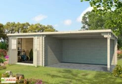 Abri De Jardin + Auvent En Bois D’Epicéa Brut 21 M²
