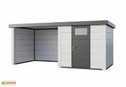 Abri De Jardin En Métal Avec Auvent Lounge – 12,5 M² 11 Abri De Jardin En Métal Avec Auvent Lounge – 12,5 M² -MON AMENAGEMENT JARDIN Soldes abri jardin auvent gauche lounge blanc