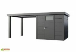 Abri De Jardin En Métal Avec Auvent Open Lounge Anthracite – 12,5 M²