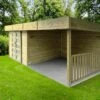 Solid Abri De Jardin Bois 28 Mm Avec Auvent 19,88 M² - Arhus 28 Mm -MON AMENAGEMENT JARDIN Soldes abri jardin bois arhus