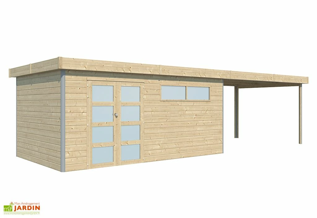Abri De Jardin En Bois D’épicéa Brut Avec Auvent - 29 M² 4 Abri De Jardin En Bois D’épicéa Brut Avec Auvent - 29 M² – Image 2