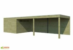 Abri De Jardin En Bois Traité Autoclave Avec Auvent - 26,8 M²