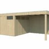 Abri De Jardin En Bois D’épicéa Brut Avec Auvent – 17,8 M² -MON AMENAGEMENT JARDIN Soldes abri jardin bois auvent gardenas 17m2