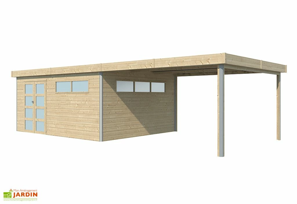 Abri De Jardin En Bois D’épicéa Brut Avec Auvent – 37,3 M² 3 Abri De Jardin En Bois D’épicéa Brut Avec Auvent – 37,3 M²