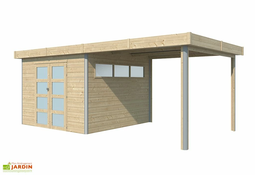 Abri De Jardin En Bois D’épicéa Brut Avec Auvent - 20,1 M² 3 Abri De Jardin En Bois D’épicéa Brut Avec Auvent - 20,1 M²