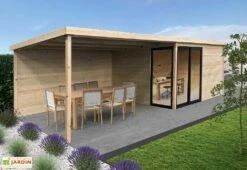 Solid Abri De Jardin En Bois D’épicéa Brut Avec Auvent - Tavira 24,17 M²