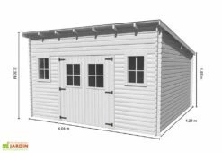 Abri De Jardin En Bois Avec Toiture 1 Pente 400x400cm (Sens Au Choix) -MON AMENAGEMENT JARDIN Soldes abri jardin bois brut toit multidirectionnel 400x400cm