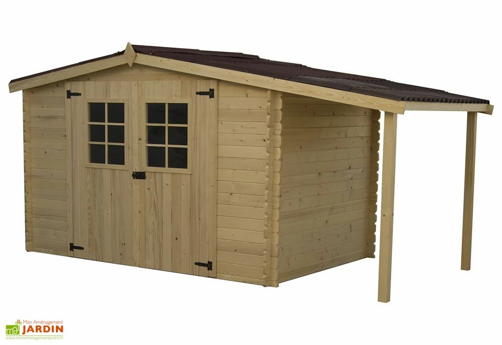Abri De Jardin En Bois D’Épicéa Brut Avec Bûcher 9 M² 4 Abri De Jardin En Bois D’Épicéa Brut Avec Bûcher 9 M² – Image 2