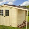 Abri De Jardin En Bois D’Épicéa Brut Avec Bûcher 9 M² -MON AMENAGEMENT JARDIN Soldes abri jardin bois epicea brut avec bucher 9 m 2