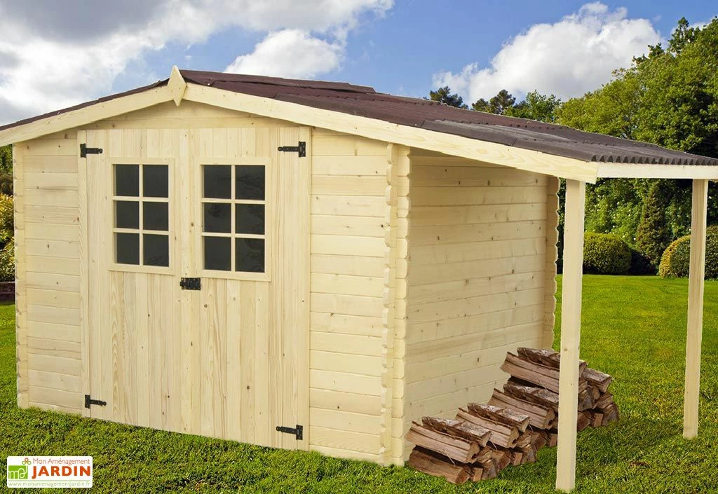 Abri De Jardin En Bois D’Épicéa Brut Avec Bûcher 9 M² 3 Abri De Jardin En Bois D’Épicéa Brut Avec Bûcher 9 M²