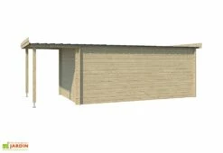 Abri De Jardin Bois D’Épicéa Toit En Acier + Extension Oregon 18 M² -MON AMENAGEMENT JARDIN Soldes abri jardin bois epicea toit acier extension oregon 18m 2