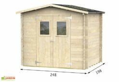 Abri De Jardin En Bois Brut 19 Mm - Hobby -MON AMENAGEMENT JARDIN Soldes abri jardin bois hobby alce living 198x248cm