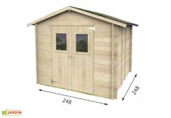 Abri De Jardin En Bois Brut 19 Mm - Hobby -MON AMENAGEMENT JARDIN Soldes abri jardin bois hobby alce living 248x248cm