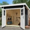 Abri De Jardin En Bois D’épicéa Toiture Monopente Anthracite – 4,9 M² -MON AMENAGEMENT JARDIN Soldes abri jardin bois monopente anthracite weka