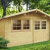 Solid Abri De Jardin En Bois Niort 28mm (418 X 298 Cm) Traité En Option -MON AMENAGEMENT JARDIN Soldes abri jardin bois niort option traite double porte fenetre