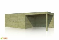 Abri De Jardin En Bois Traité Autoclave Avec Auvent -MON AMENAGEMENT JARDIN Soldes abri jardin bois traitement