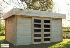 Solid Abri De Jardin En Bois Brut Viborg 40 Mm - 14 M² Avec Toit Plat