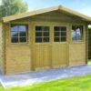 Solid Abri De Jardin En Bois Dole 28 Mm - 12 M² Avec Toit à 2 Pans -MON AMENAGEMENT JARDIN Soldes abri jardin dole bois 388x298cm 11m2 toit double pan double porte 2 fenetres
