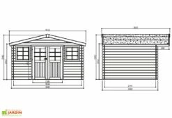 Solid Abri De Jardin En Bois Dole 28 Mm - 12 M² Avec Toit à 2 Pans -MON AMENAGEMENT JARDIN Soldes abri jardin dole bois 388x298cm 11m2 toit double pan double porte 2 fenetres 2