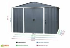 Abri De Jardin Acier Galvanisé Anthracite 237 X 303 Cm 7,18 M² -MON AMENAGEMENT JARDIN Soldes abri jardin metal acier galvanise trigano 108aeyz