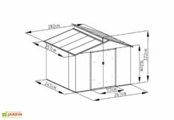 Abri De Jardin En Métal Look Bois Vieilli + Puit De Lumière 7,25 M² -MON AMENAGEMENT JARDIN Soldes abri jardin metal aspect bois vieilli puit lumiere 257x285cm 4