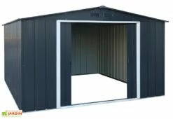 Abri De Jardin En Métal Galvanisé Anthracite Duramax 9 M² -MON AMENAGEMENT JARDIN Soldes abri jardin metal duramax duae1010pr porte coulissante 1