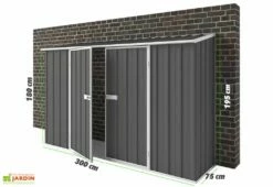 Abri De Jardin En Métal à Adosser 0,35 Mm Compact 0,75 X 3 M -MON AMENAGEMENT JARDIN Soldes abri jardin metal gris 2m2