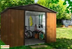 Abri De Jardin En Métal Galvanisé Imitation Bois 11,03 M² - 1013WGY -MON AMENAGEMENT JARDIN Soldes abri jardin metal imitation bois yardmaster 1013wgy 1