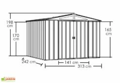 Abri De Jardin En Métal Gris Spacemaker Acier Galvanisé – 7 M² -MON AMENAGEMENT JARDIN Soldes abri jardin metal spacemaker gris acier galvanise 300cm 2
