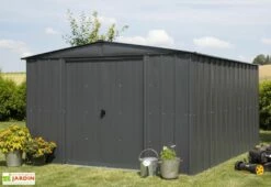 Abri De Jardin En Métal Gris Spacemaker Acier Galvanisé – 11 M² -MON AMENAGEMENT JARDIN Soldes abri jardin metal spacemaker gris acier galvanise 370cm 4