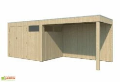 Abri De Jardin En Bois D’épicéa Brut Avec Auvent – 12,6 M²