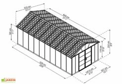 Abri De Jardin En Polycarbonate Et Aluminium Yukon 20 M² - Gris -MON AMENAGEMENT JARDIN Soldes abri jardin polycarbonate gris yukon palram 21m2 643x332cm 1