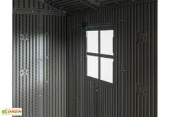Lifetime Abri De Jardin En Polyéthylène Imitation Bois Et Acier Inox 4,5 M² -MON AMENAGEMENT JARDIN Soldes abri jardin polyethylene imitation bois acier inox 45m 2