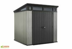 Keter Abri De Jardin PVC Brossium Monopente 77 (216 X 216) -MON AMENAGEMENT JARDIN Soldes abri jardin resine brossium monopente gris aspect bois 5m 2