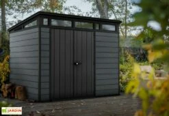 Abri De Jardin En Résine Keter 6 M² Monopente Anthracite – Cortina 97 -MON AMENAGEMENT JARDIN Soldes abri jardin resine keter gris anthracite