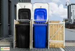 Cache-poubelle Double En Acier Et Bois De Pin Traité 120 X 63 X 115 Cm 9 Cache-poubelle Double En Acier Et Bois De Pin Traité 120 X 63 X 115 Cm -MON AMENAGEMENT JARDIN Soldes abri poubelle double acier bois hide