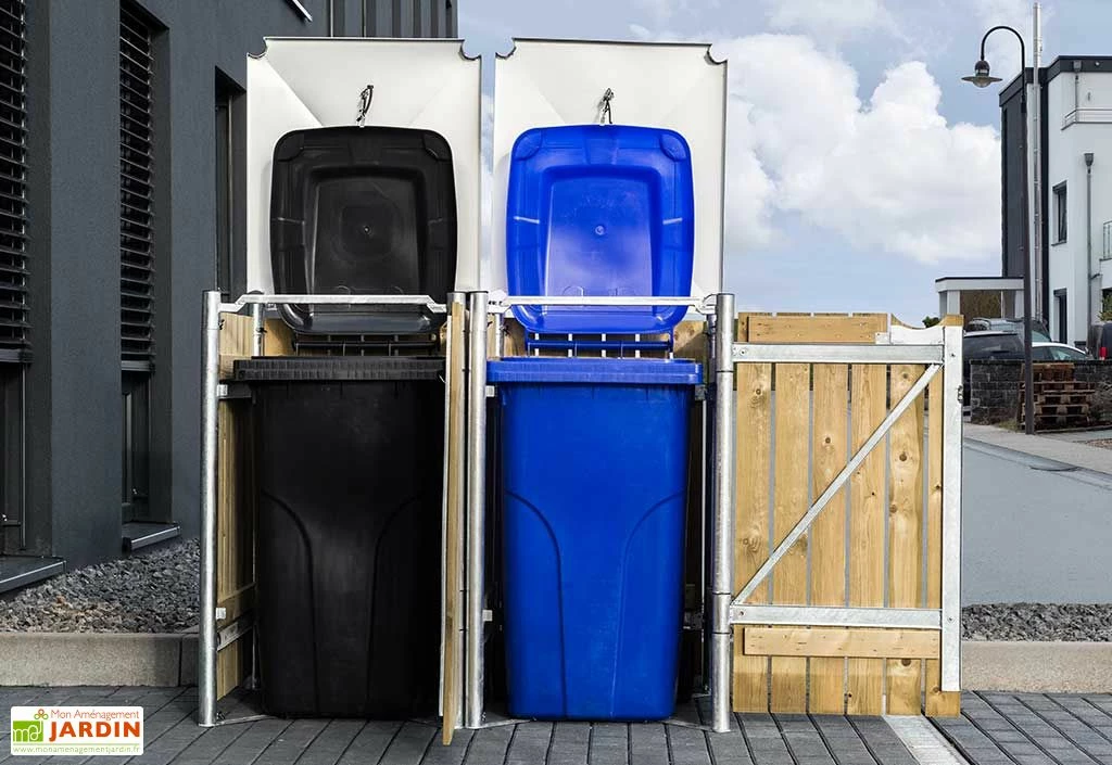 Cache-poubelle Double En Acier Et Bois De Pin Traité 120 X 63 X 115 Cm 6 Cache-poubelle Double En Acier Et Bois De Pin Traité 120 X 63 X 115 Cm – Image 4